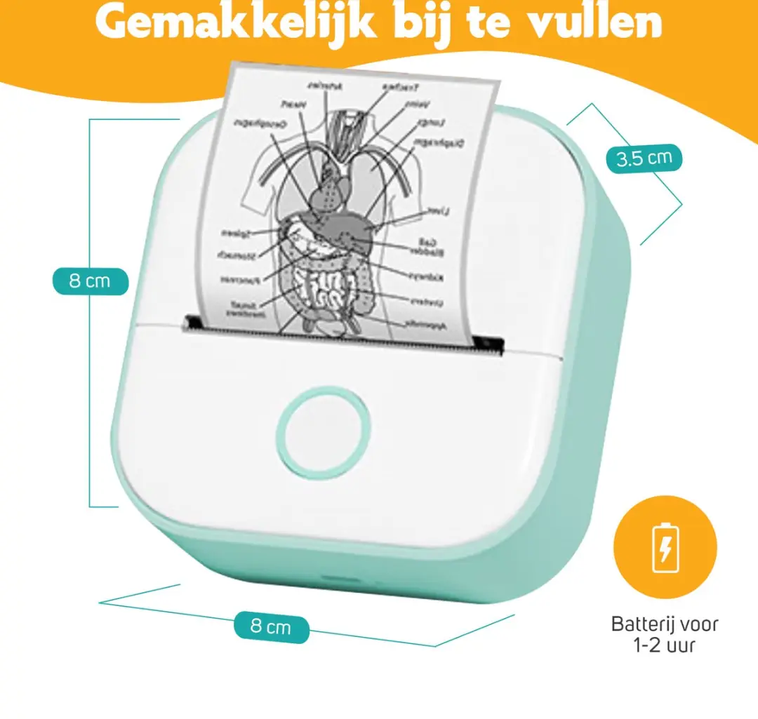 Pora&Co Mini Fotoprinter Groen - Incl. App & 1 Rol Fotopapier