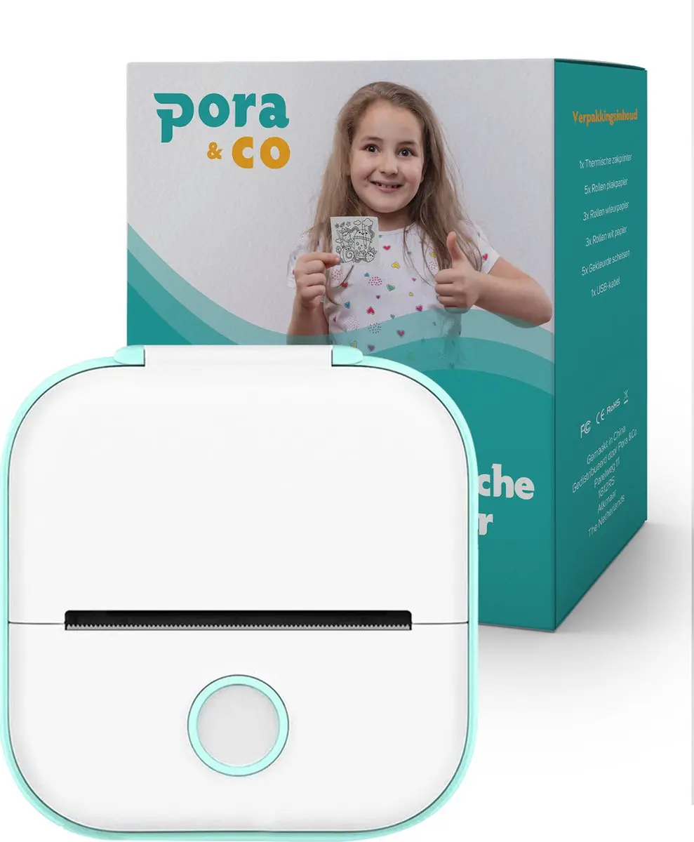 Pora&Co Mini Fotoprinter Groen - Incl. App & 1 Rol Fotopapier