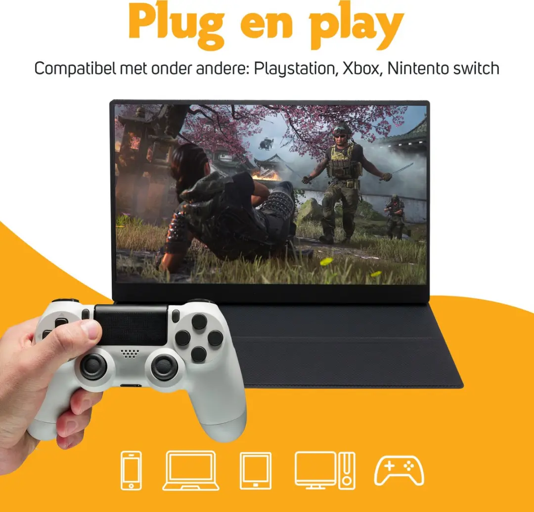 Pora&Co Portable Game Monitor 18.5 Inch - Full HD - HDMI & USB-C - afbeelding 6 van 6