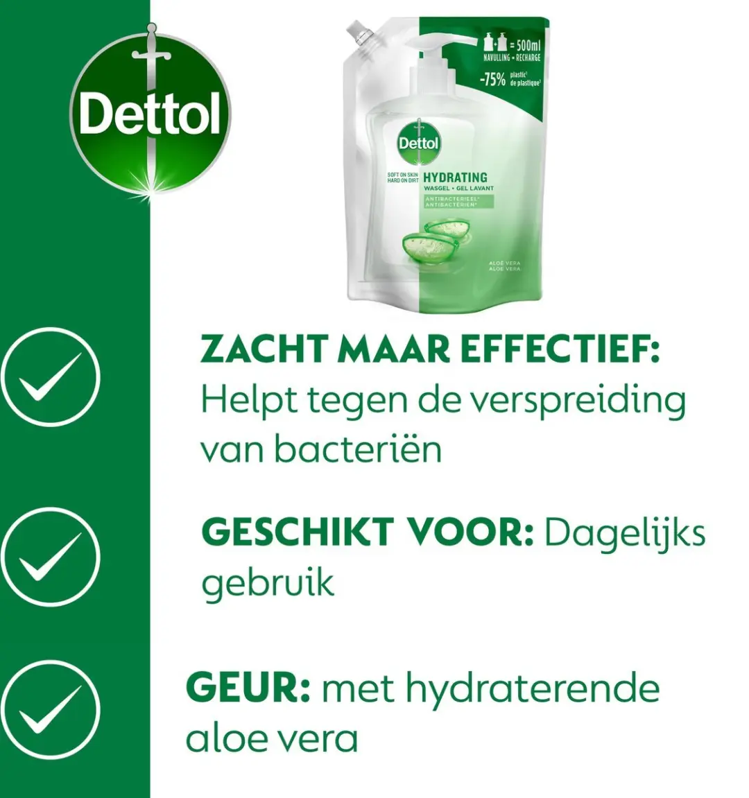 Dettol Refill Hydraterende Aloë Vera 500ml - 3 Stuks