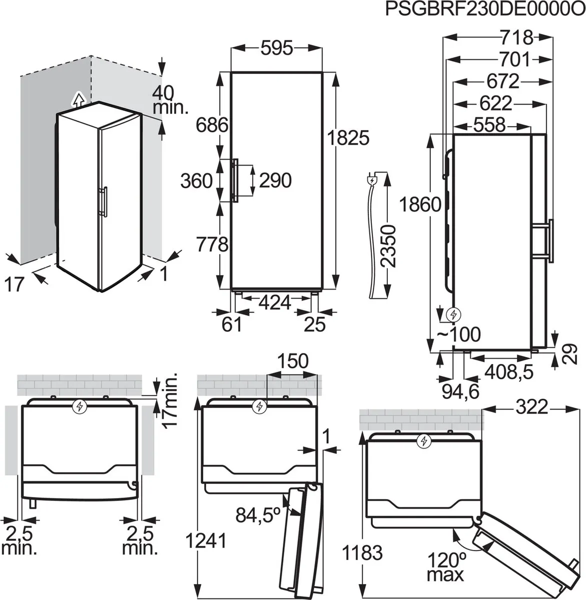 AEG OAG7M281EW Vrieskast NoFrost - 278L - 7 Vakken - Wit
