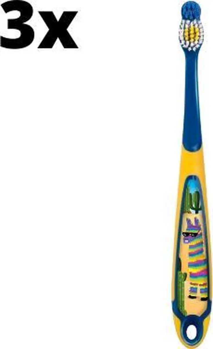 Jordan Tandenborstel Step by Step 3 Stuks - 6-9 Jaar - Geel/Grijs/Blauw