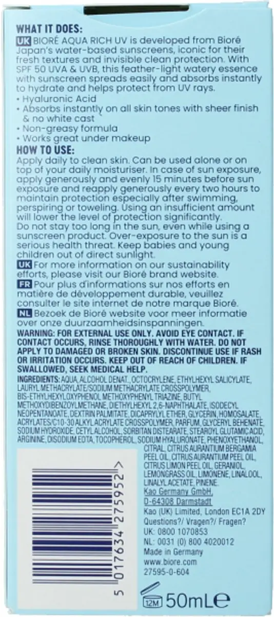 Biore Moisture UV Aqua Rich SPF50 50ml