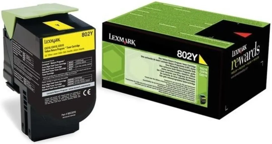 Lexmark 802Y Geel Tonercartridge 1.000 Pagina's - 50099521