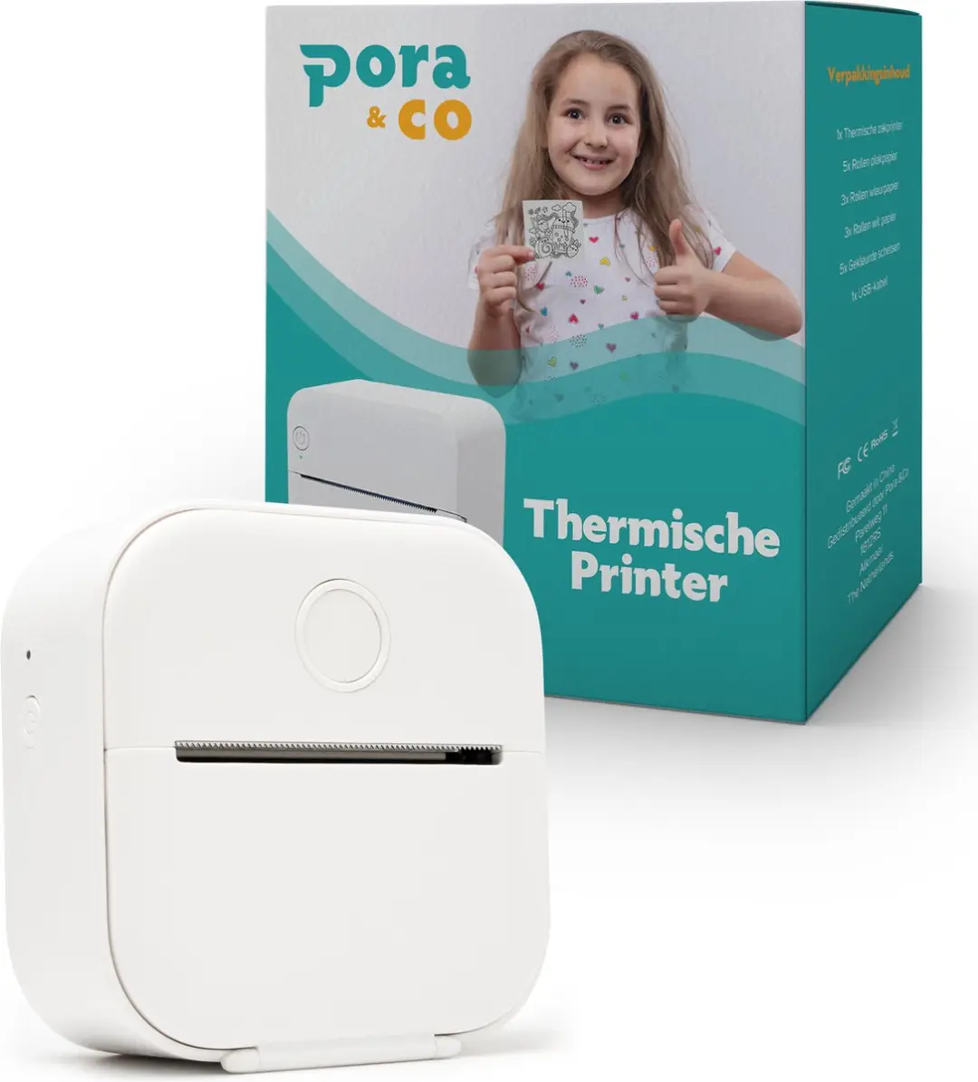 Pora&Co Mini Fotoprinter - Wit