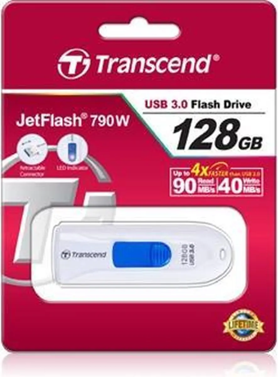 Transcend JetFlash 790 TS128GJF790W USB-stick 128GB - Wit