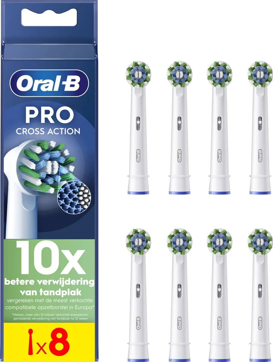 Oral-B Cross Action Pro Opzetborstels 8 Stuks - Wit