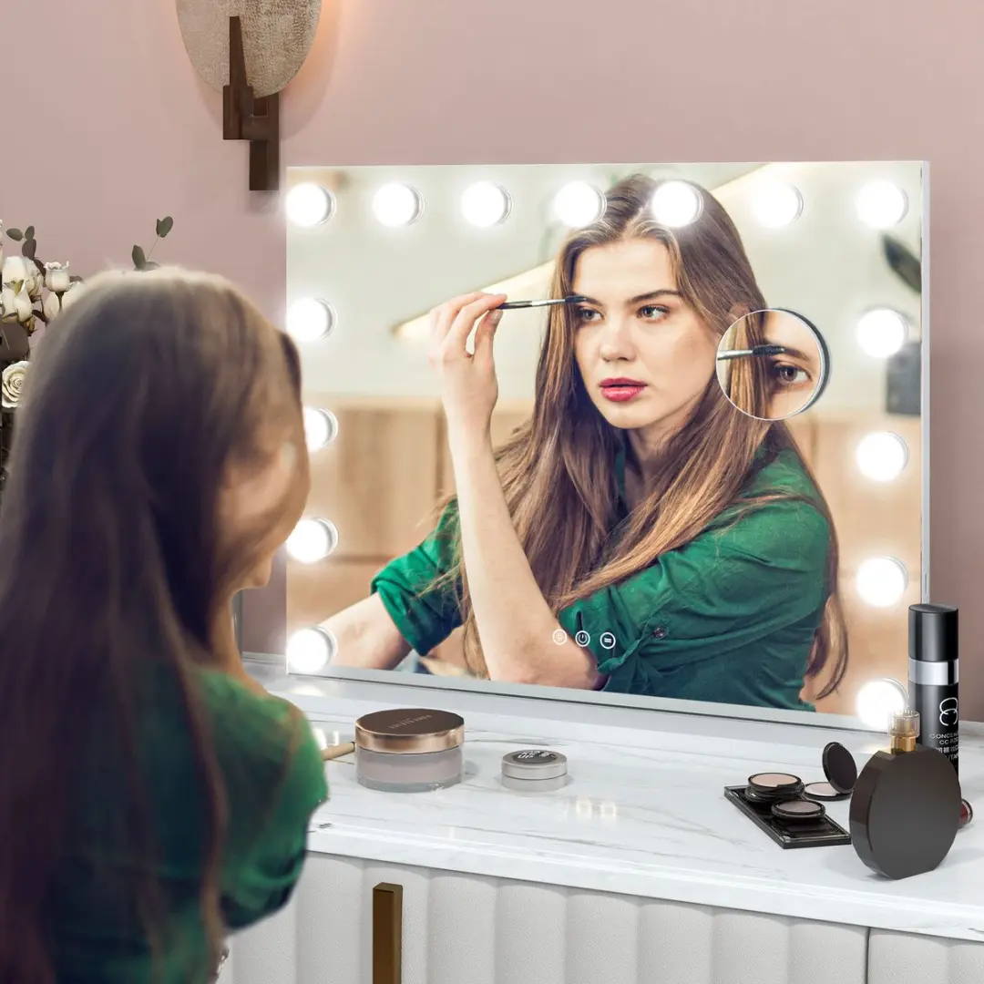 Homcom LED Make-up Spiegel Glas 58cm - Wit