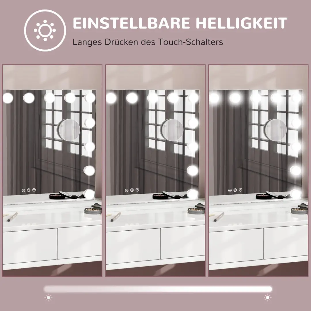 Homcom LED Make-up Spiegel Glas 58cm - Wit