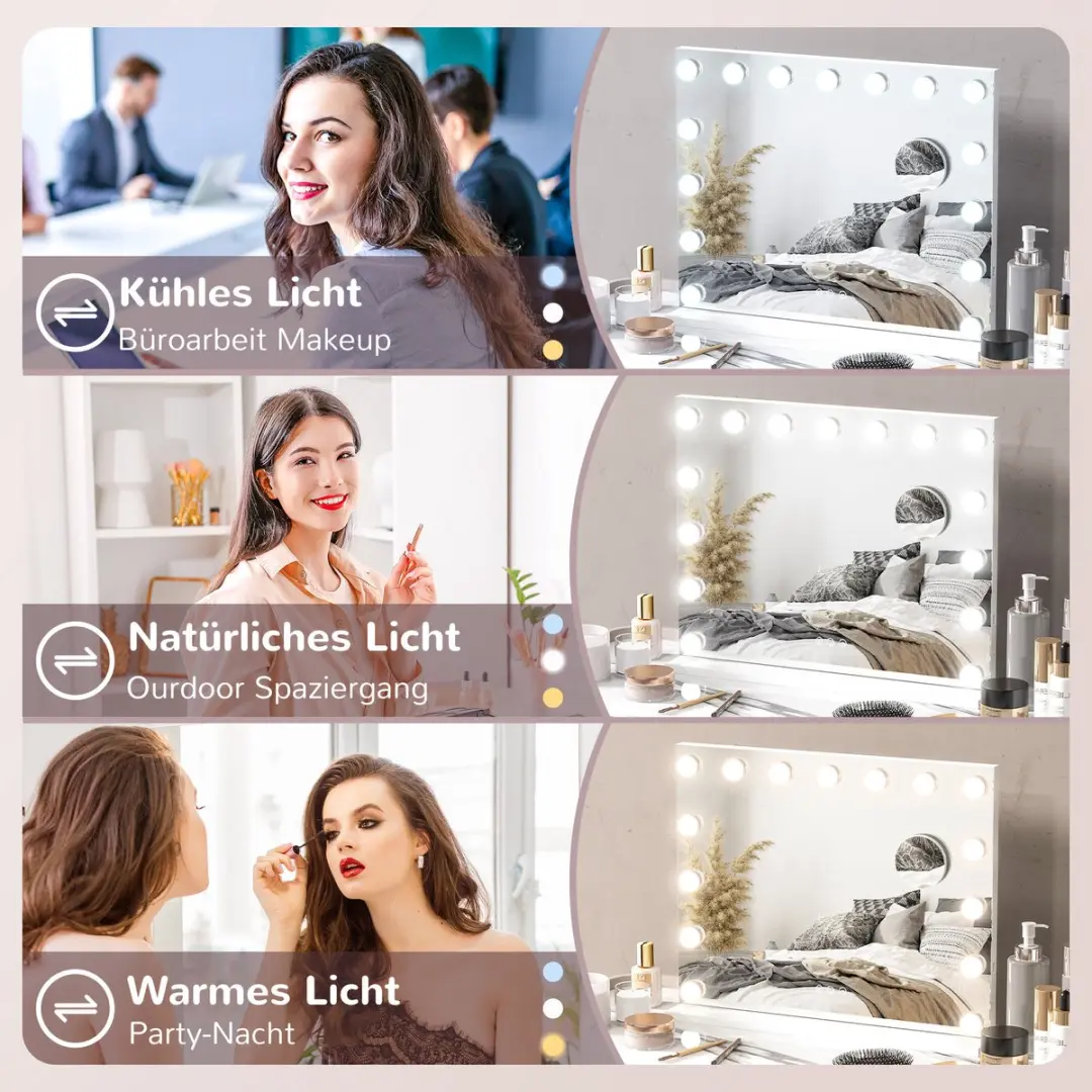 Homcom LED Make-up Spiegel Glas 58cm - Wit