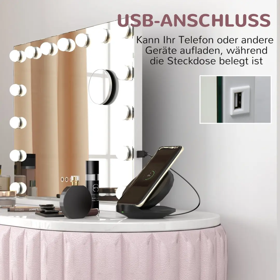 Homcom LED Make-up Spiegel Glas 58cm - Wit