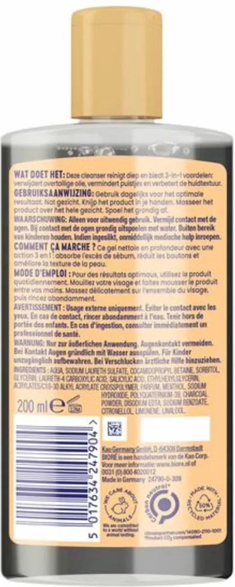 Bioré Houtskool Anti-Puistjes Cleanser 200ml