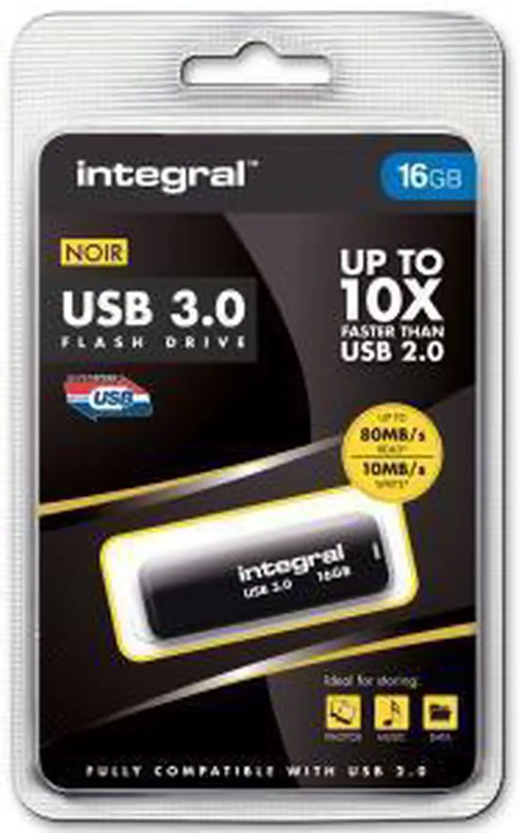 Integral Noir INFD16GBNOIR3.0-V2 USB-Stick - 16GB - Wit