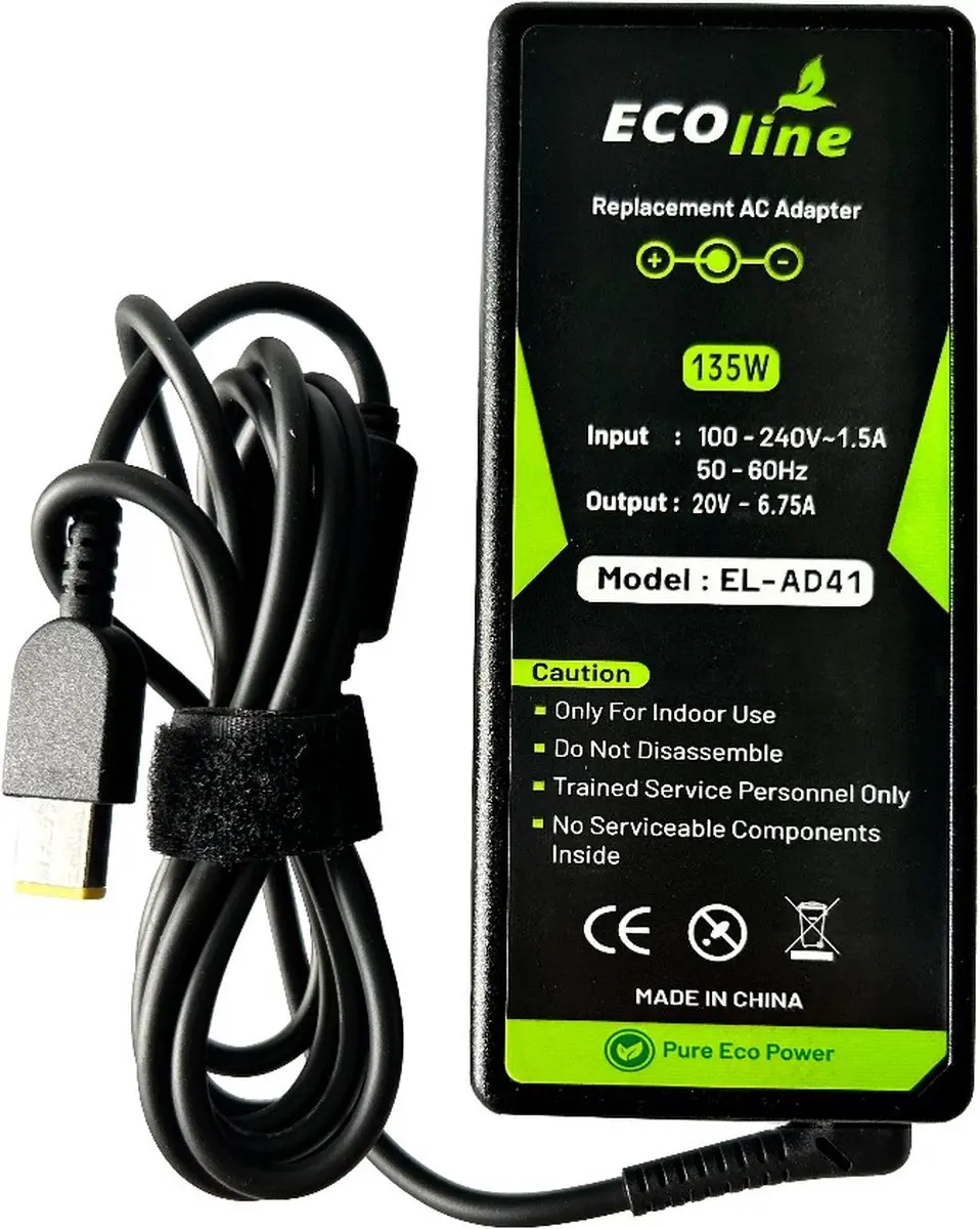 Ecoline Oplader 20V 6.75A 135W - o.a. Lenovo Legion
