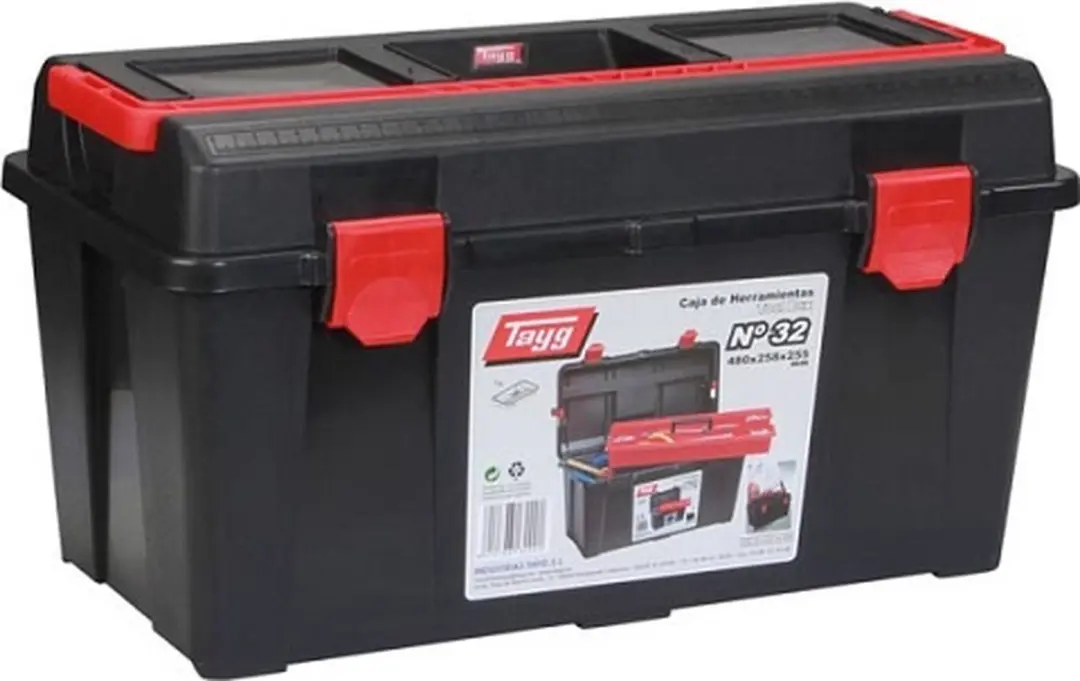 Tayg Gereedschapskoffer 48x25,8cm PP - Zwart/Rood - afbeelding 6 van 6