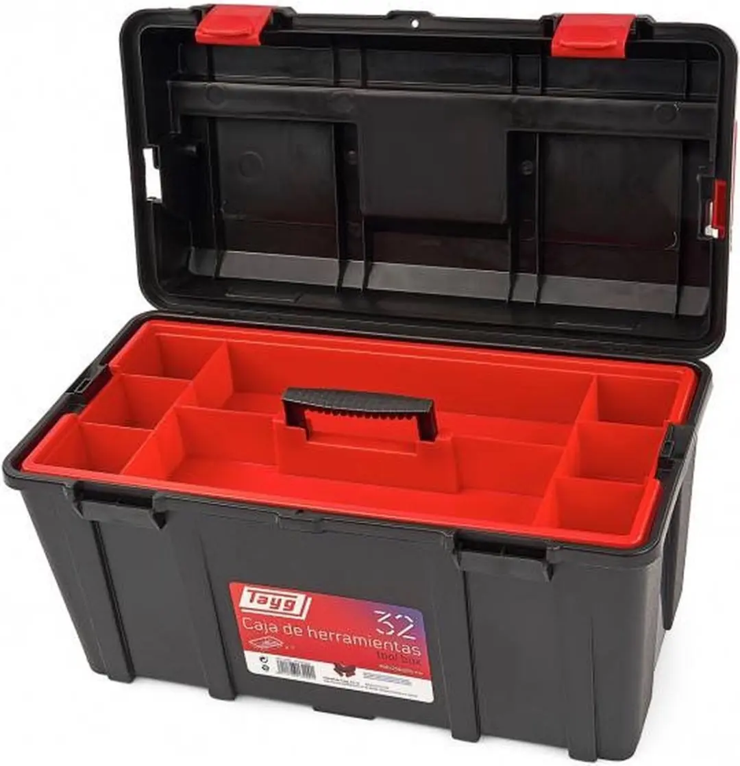 Tayg Gereedschapskoffer 48x25,8cm PP - Zwart/Rood