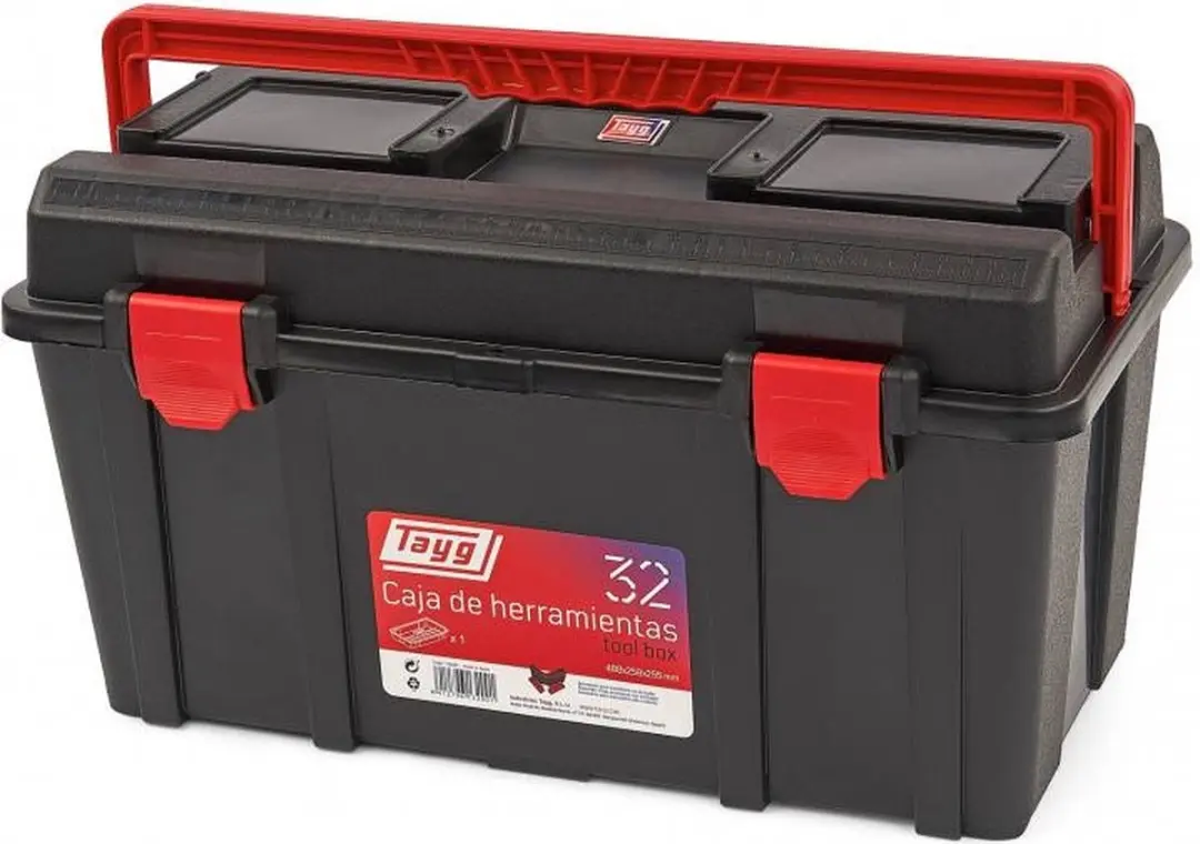 Tayg Gereedschapskoffer 48x25,8cm PP - Zwart/Rood