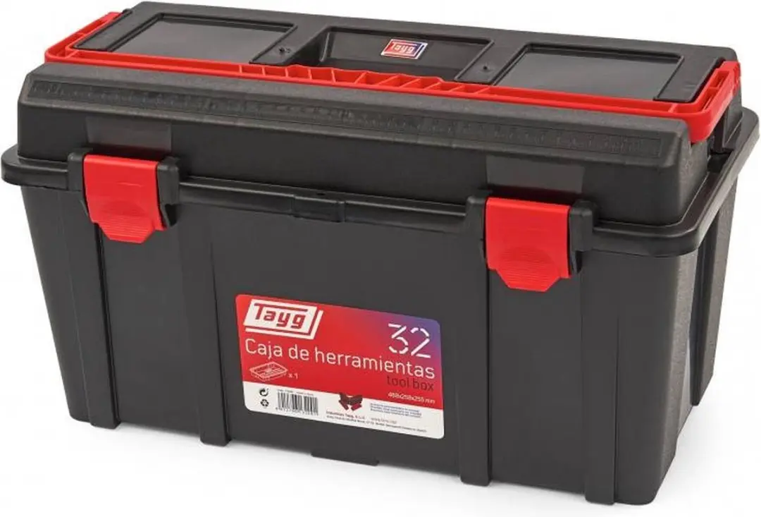 Tayg Gereedschapskoffer 48x25,8cm PP - Zwart/Rood