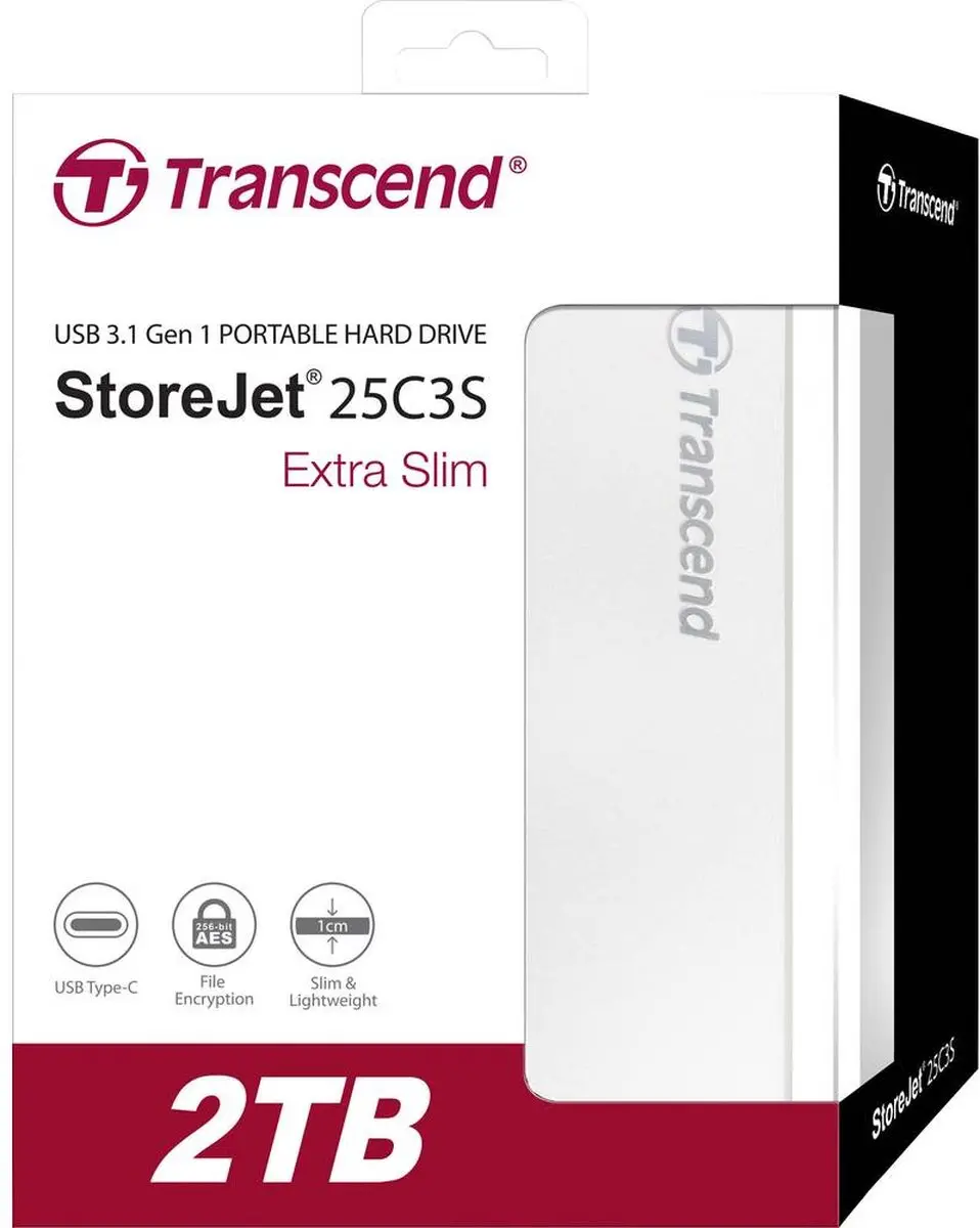 Transcend StoreJet 25C3S Externe Harde Schijf 2TB - Zilver