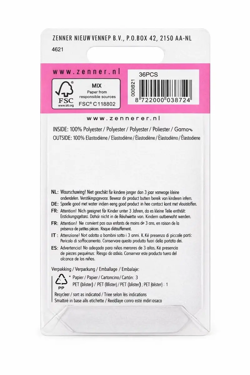 Zenner Gekleurde Haarelastiekjes 36 Stuks - 20mm - 2mm - Multicolor