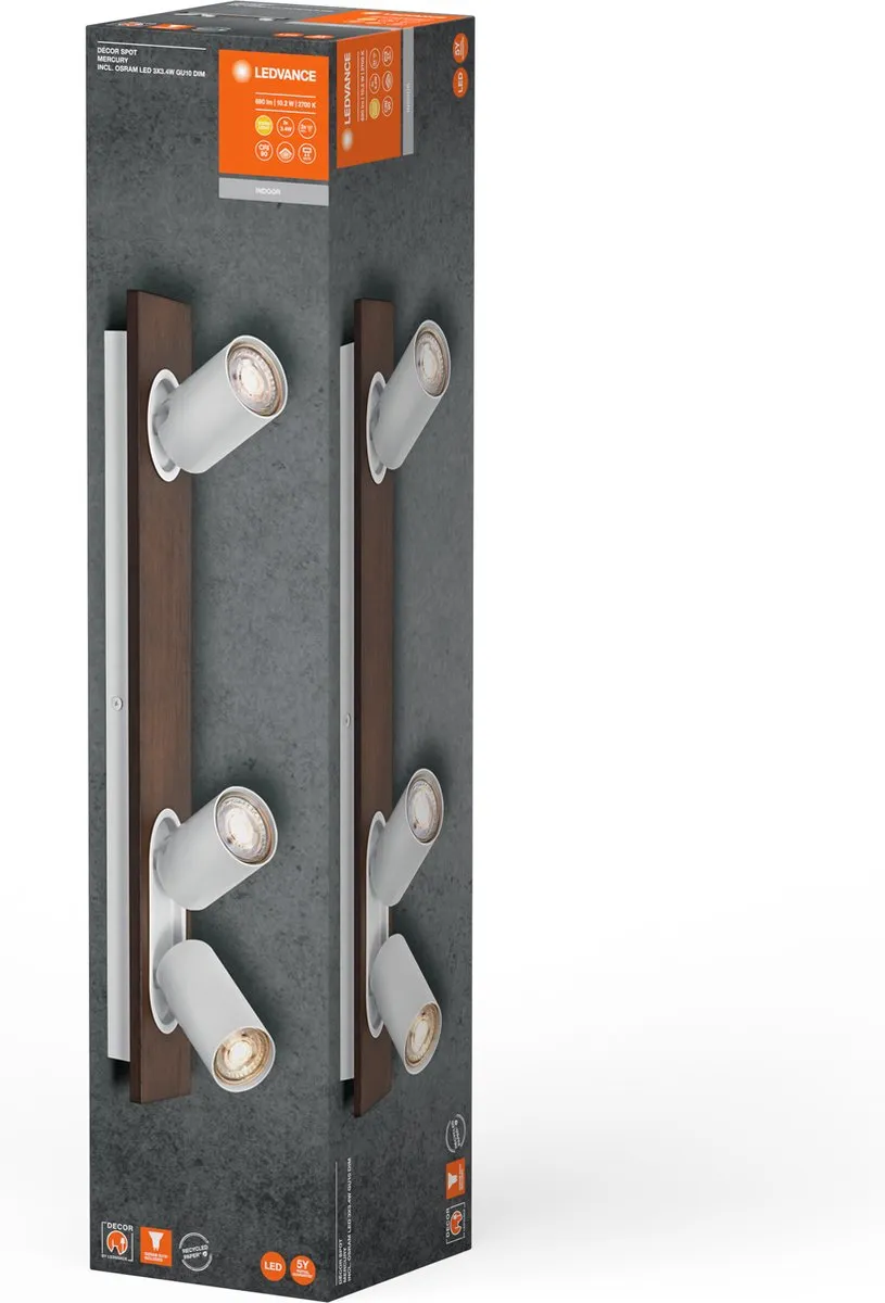 LEDVANCE Decor Spot Mercury GU10 - 3x3,4W 690lm Warm Wit