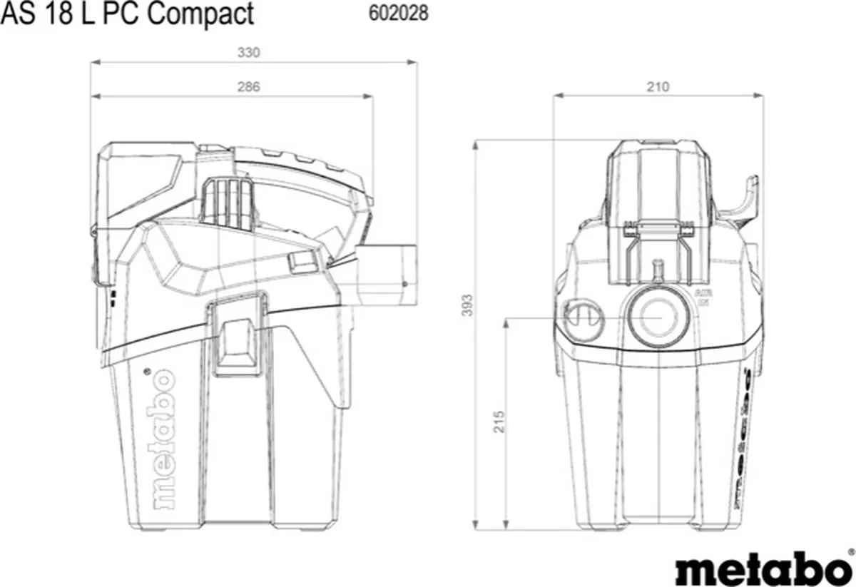 Metabo AS 18 L PC Compact Accustofzuiger 18V - 6L - 2x Accu 5,5Ah - afbeelding 4 van 5