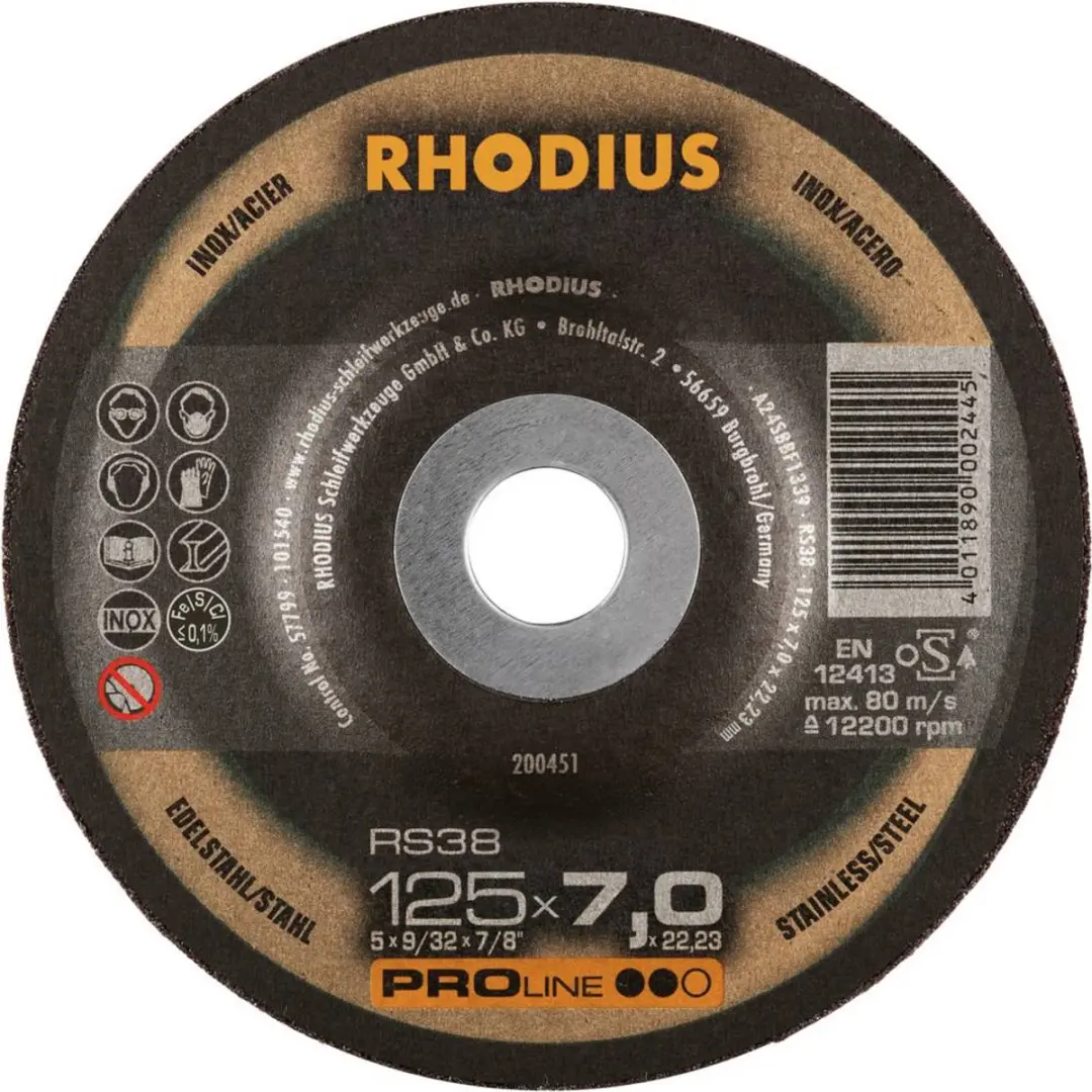Rhodius RS38 Afbraamschijf RVS 125mm - 25 Stuks