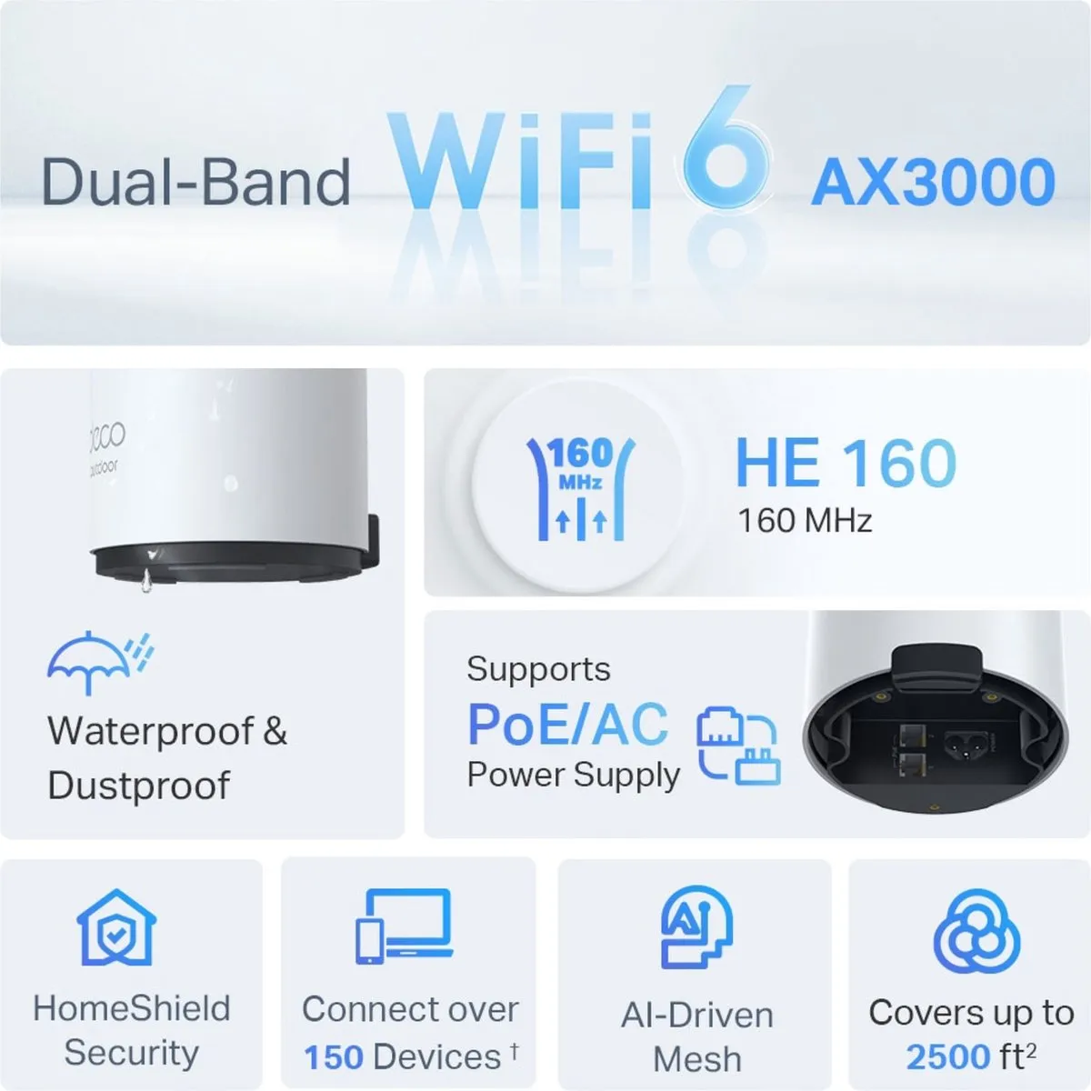 TP-Link Deco X50-Outdoor Mesh WiFi 6 - WiFi Versterker Wit