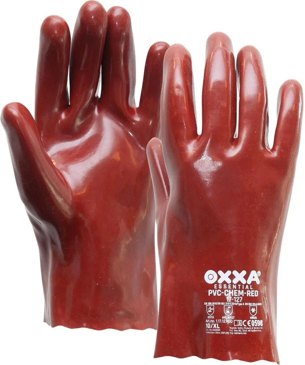 Oxxa PVC-Chem Handschoen 17-127 Rood