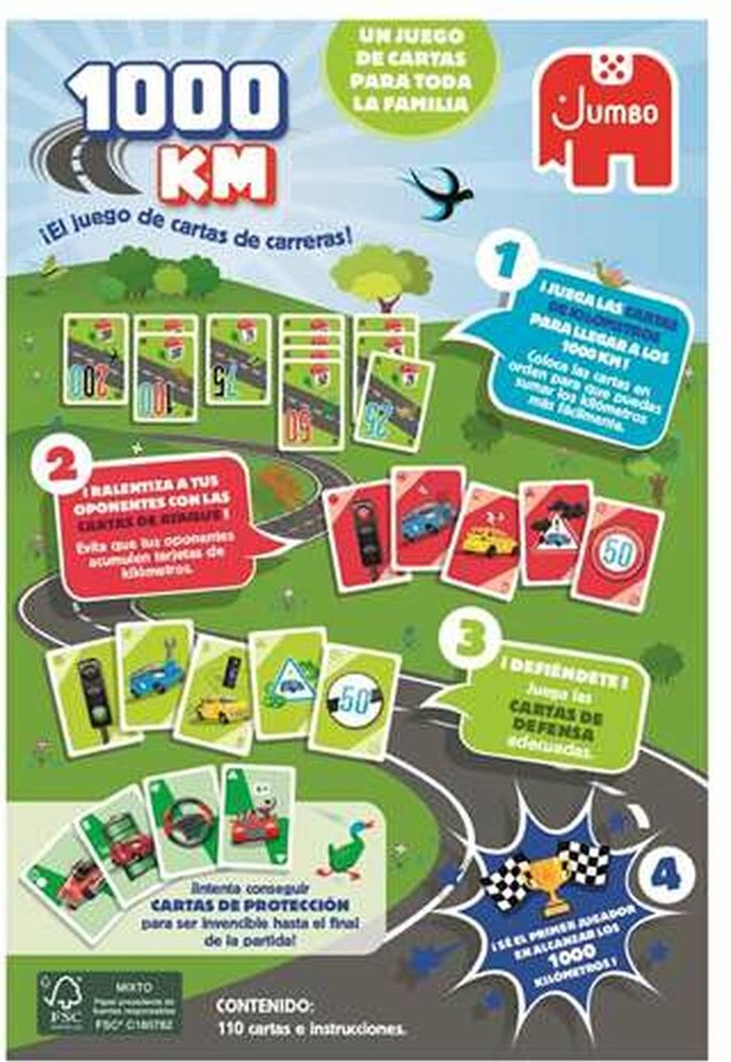 Jumbo 1000KM 19941 bordspel 1000KM juego de cartas 20 min Kaartspel Familie