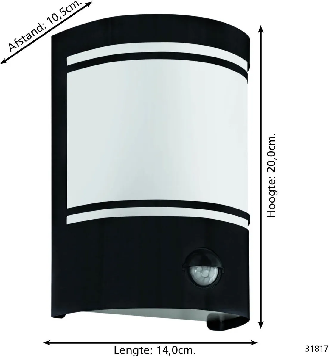 Eglo Cerno 2 Wandlamp E27 - RVS/Glas - Zwart/Wit