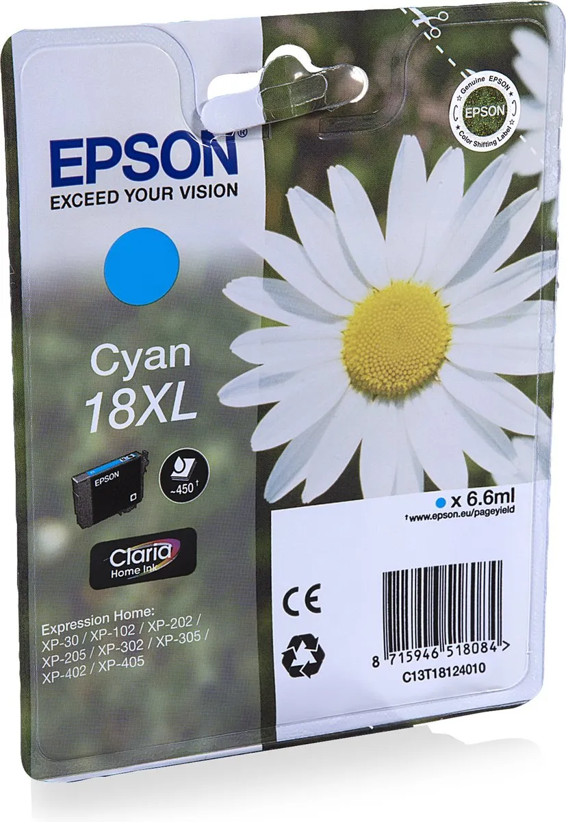 Epson 18XL C13T18124010 Inktcartridge - Cyaan 450ml