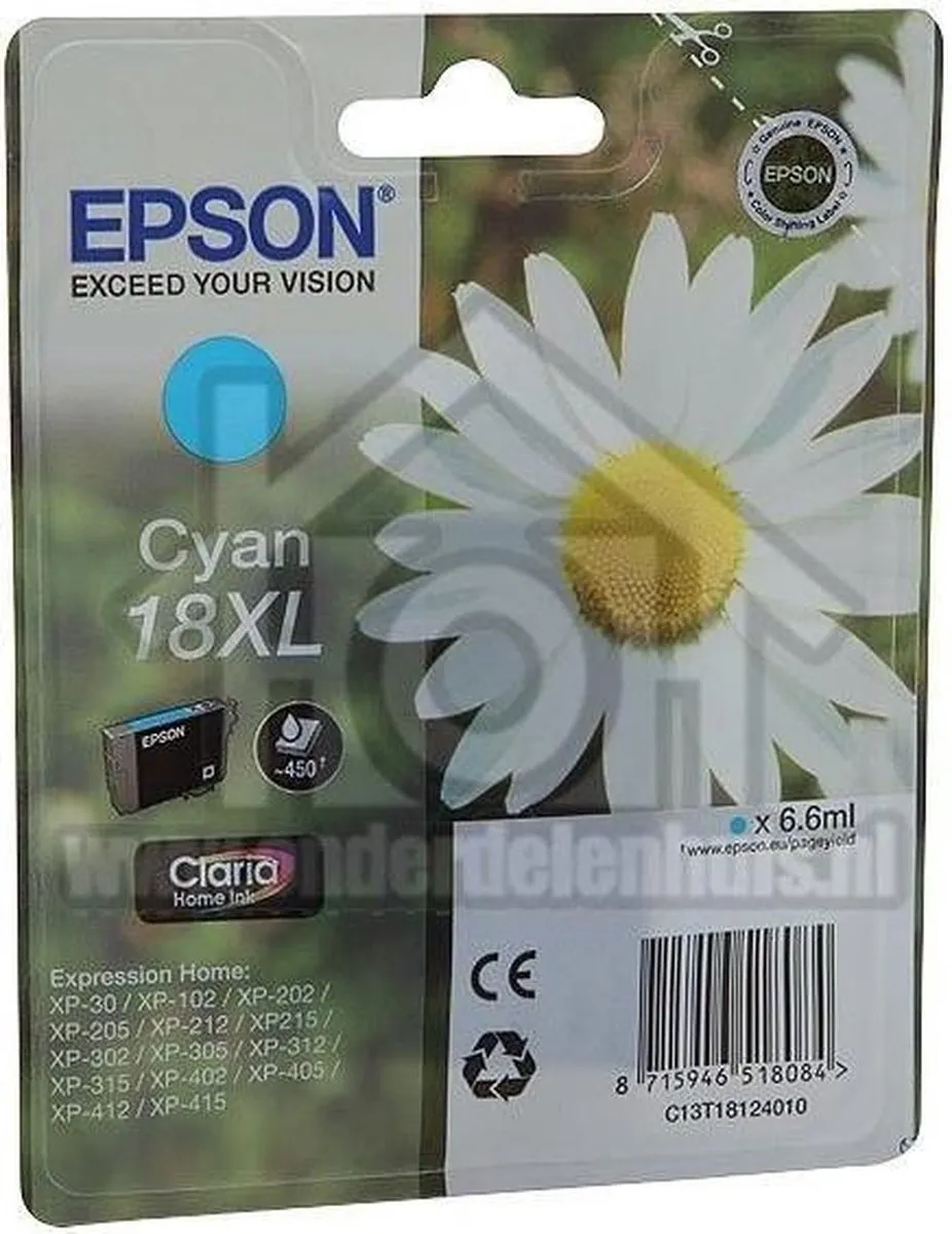 Epson 18XL C13T18124010 Inktcartridge - Cyaan 450ml