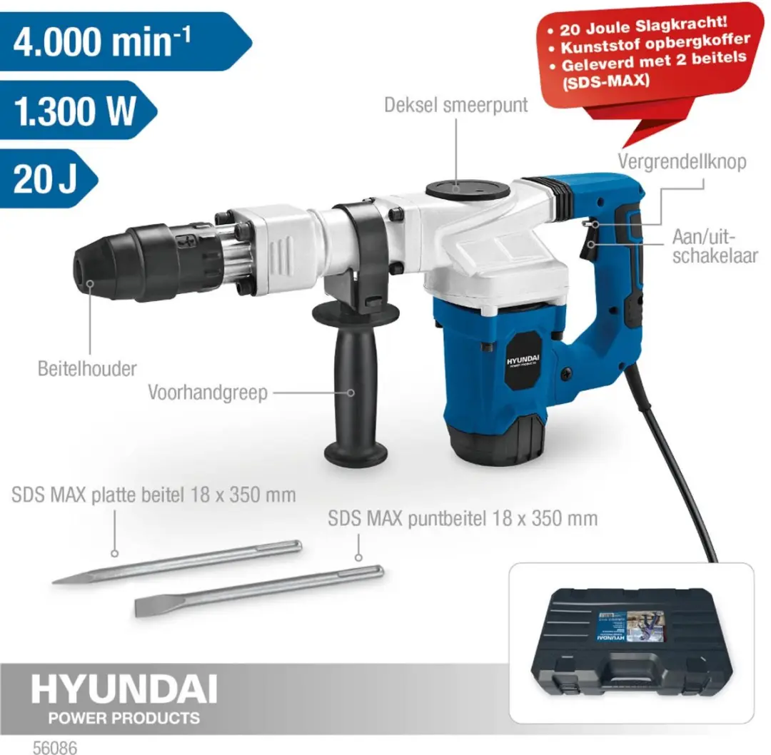 Hyundai 56086 Breekhamer SDS-MAX 1300W - 20 Joule