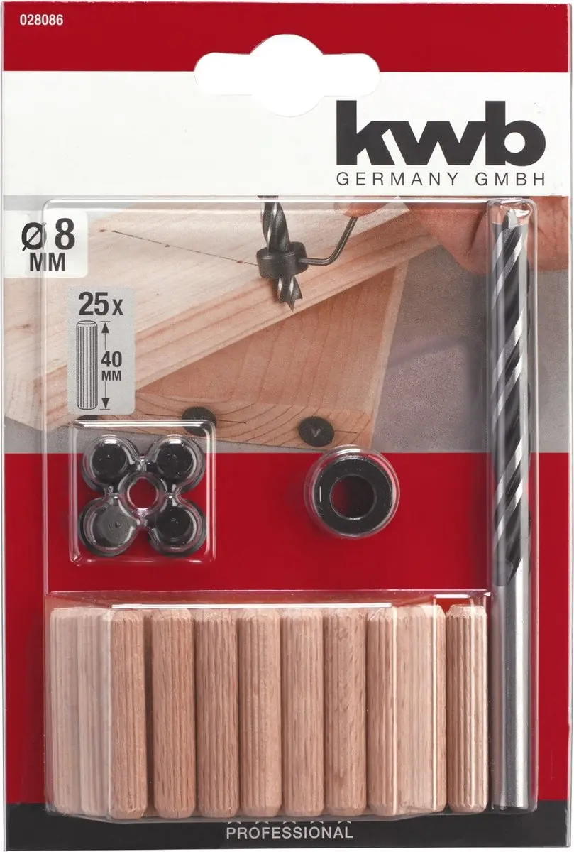 KWB Houtenduvel Met Boor 8 In Set