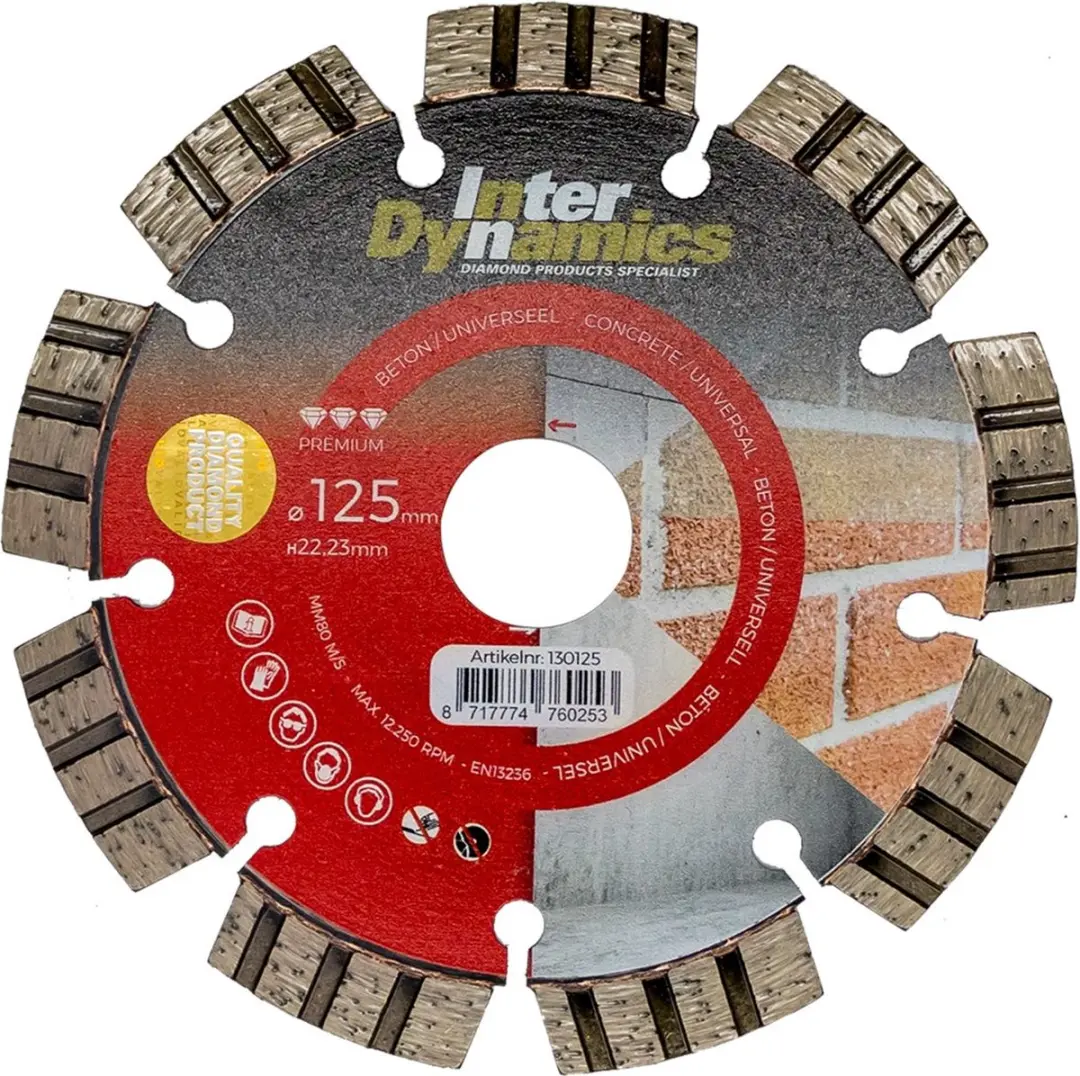 InterDynamics 130125 Diamantdoorslijpschijf 125mm - Beton