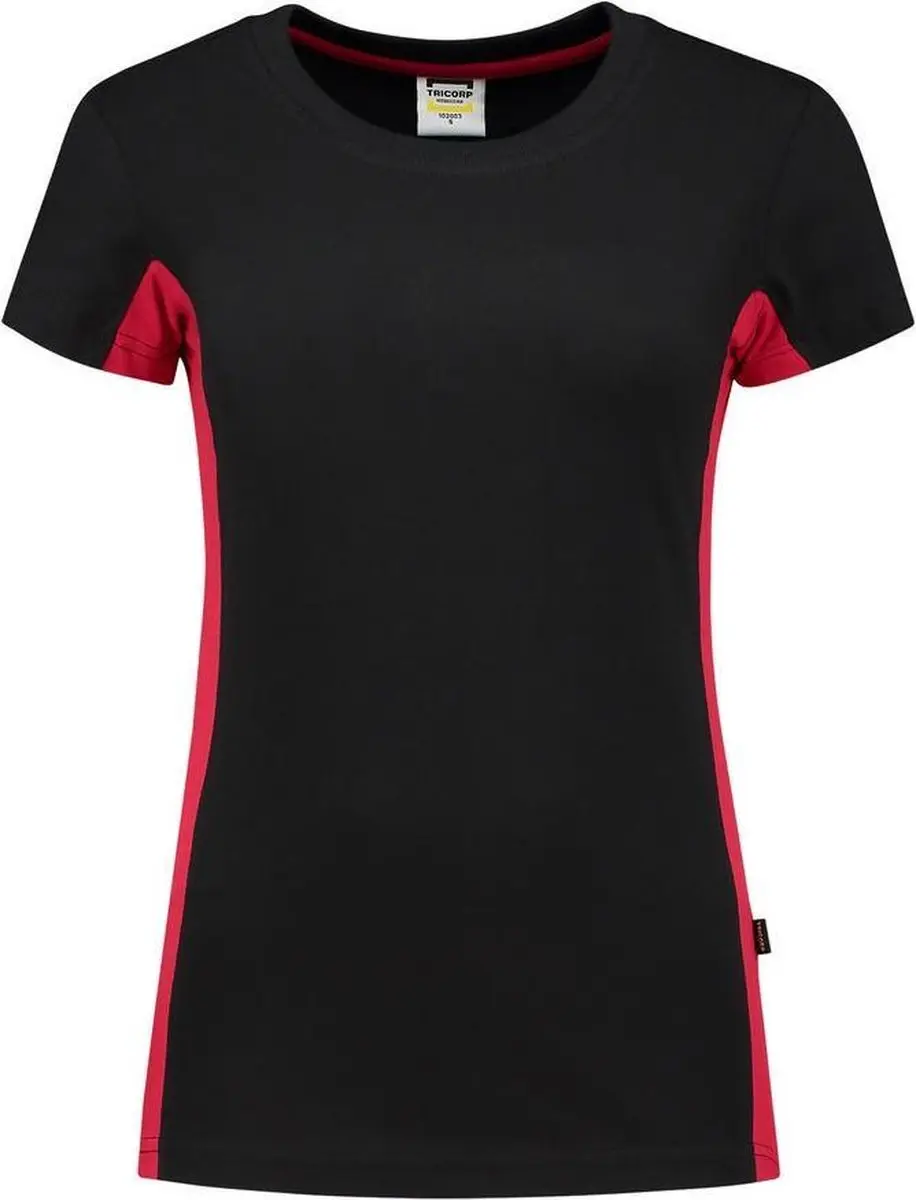 Tricorp T-shirt Bi-Color Dames XL - Zwart/Rood