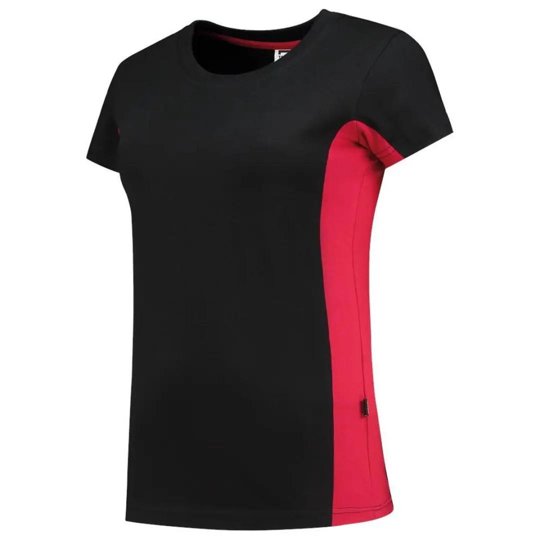 Tricorp T-shirt Bi-Color Dames XL - Zwart/Rood