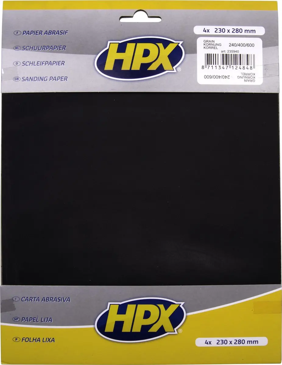 HPX Waterproof Schuurpapier P180 - 4 Stuks