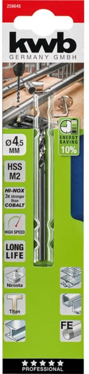 KWB Metaal-spiraalboor 4.5mm - 80mm