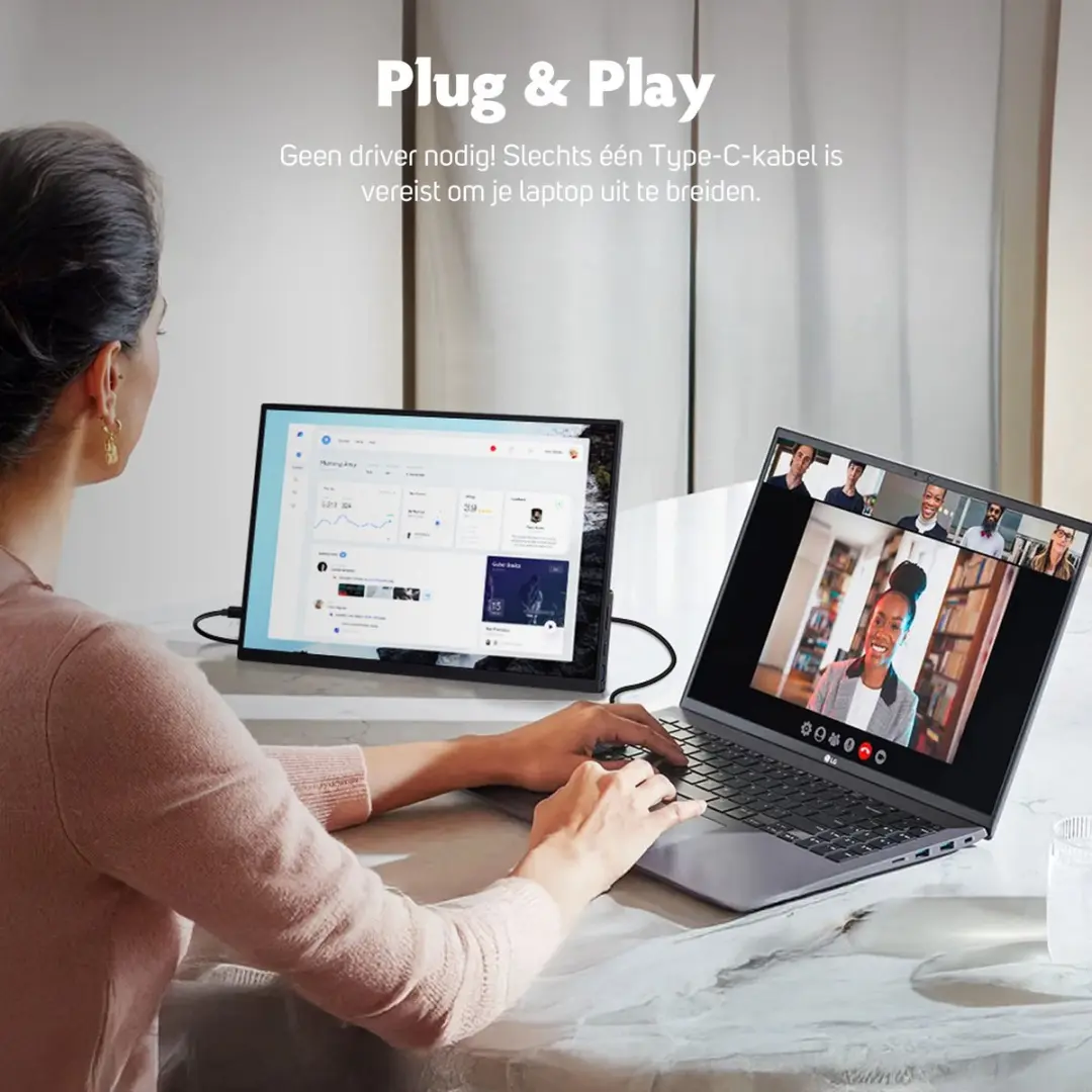 Pora&Co Draagbare Game Monitor 14 Inch - Full HD - HDMI & USB-C