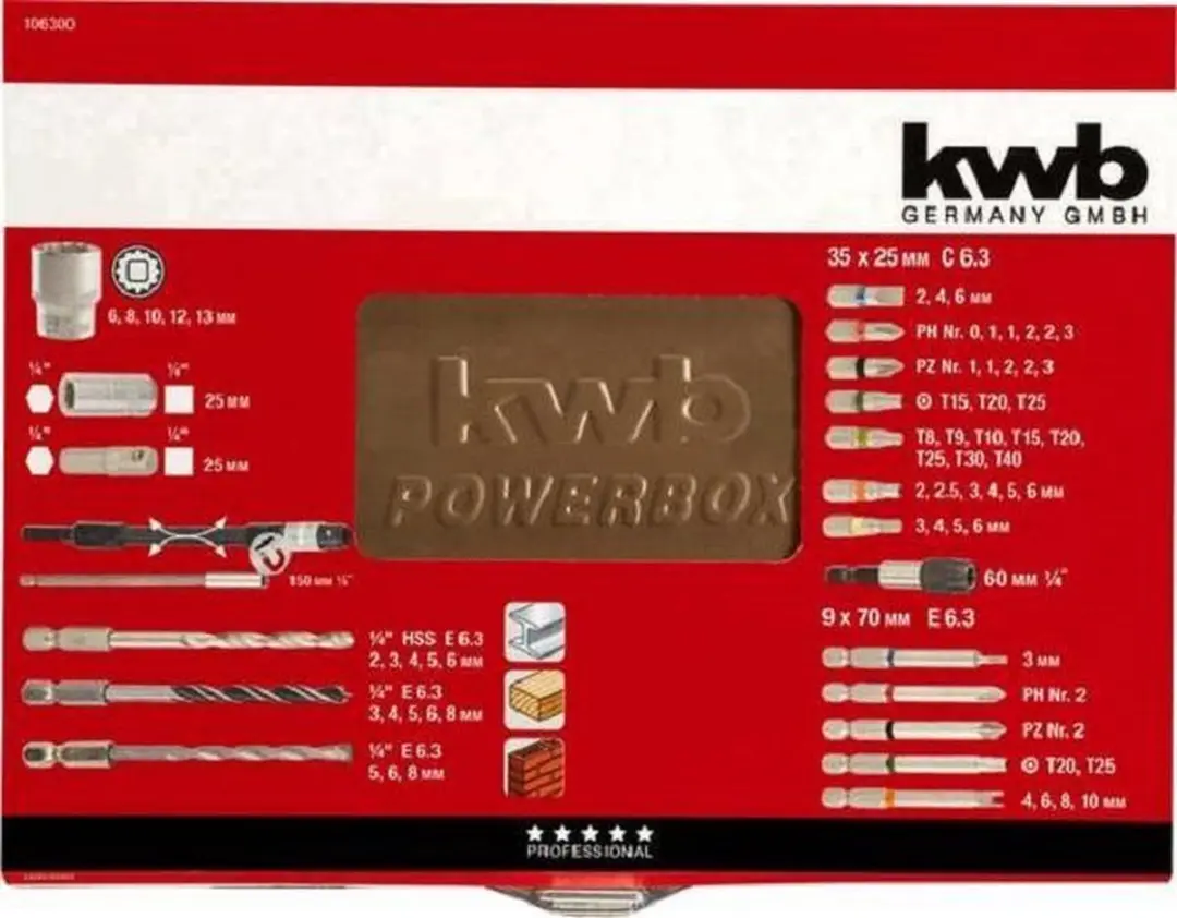 KWB 106300 Bitset 67-delig - Metaal