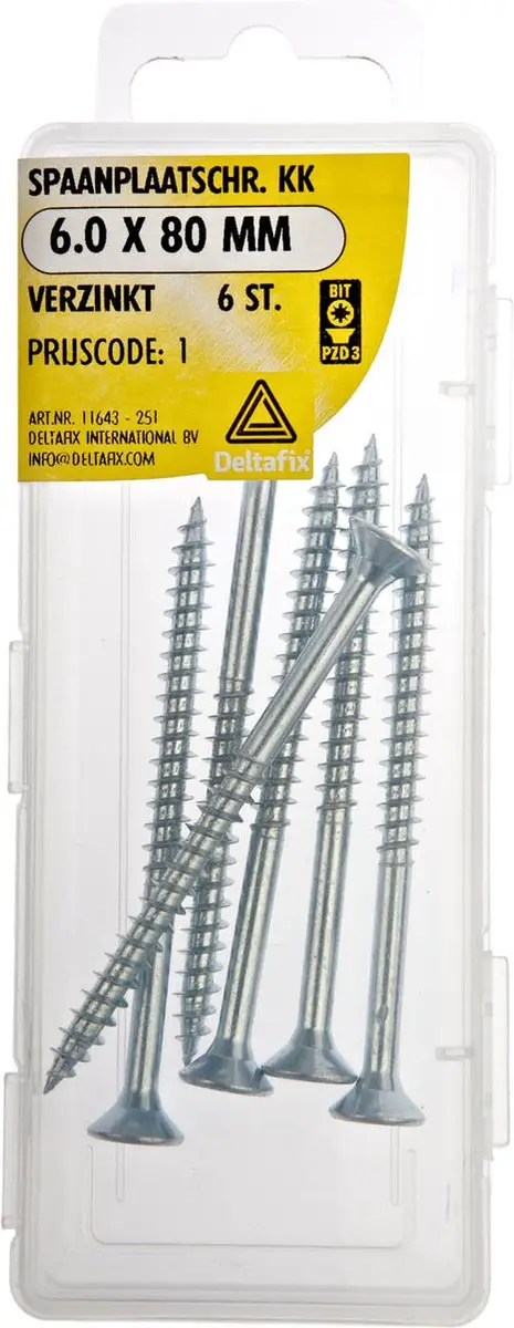 Deltafix Spaanplaatschroeven Pozidriv PZ3 6.0x80mm