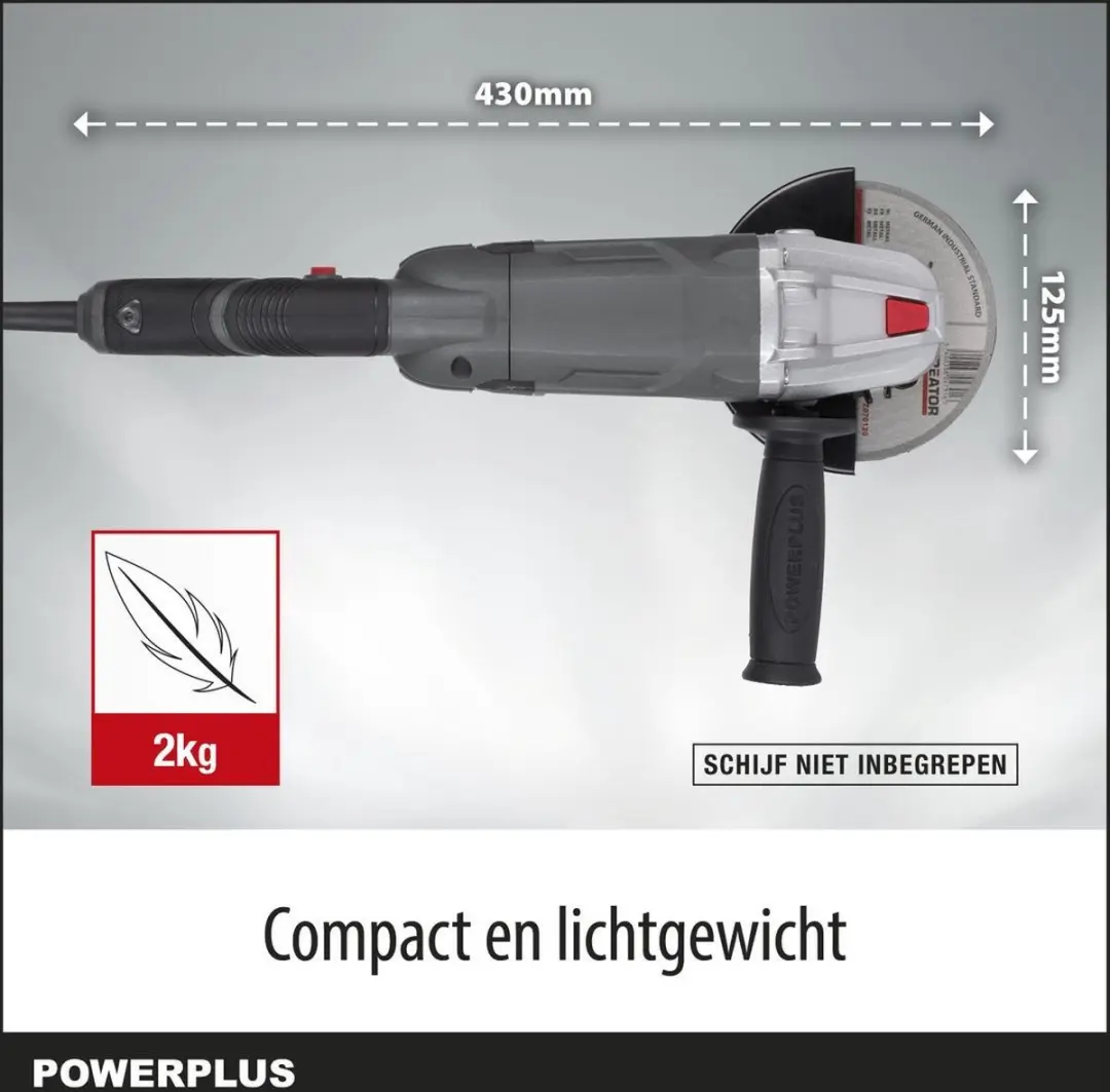 Powerplus POWESET2 Haakse Slijper 900W - 125mm - afbeelding 6 van 6