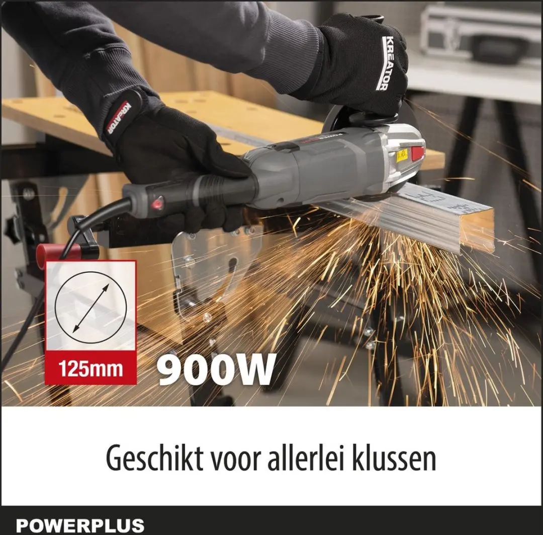 Powerplus POWESET2 Haakse Slijper 900W - 125mm