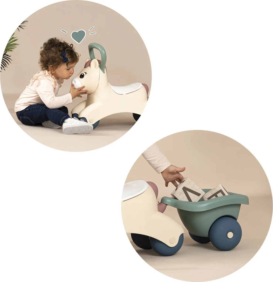 Smoby Little Smoby Loopwagen Pony Ride On 7600140502 - Groen/Wit/Bruin