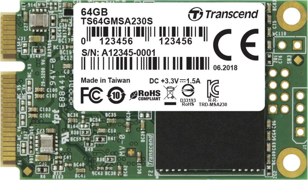 Transcend MSA230S mSATA SSD 64GB