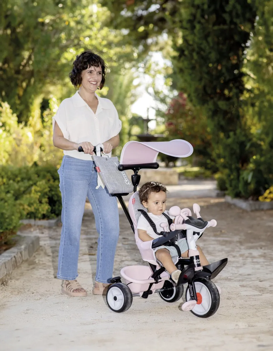 Smoby Baby Driver Driewieler 3-in-1 - Roze/Grijs/Zwart