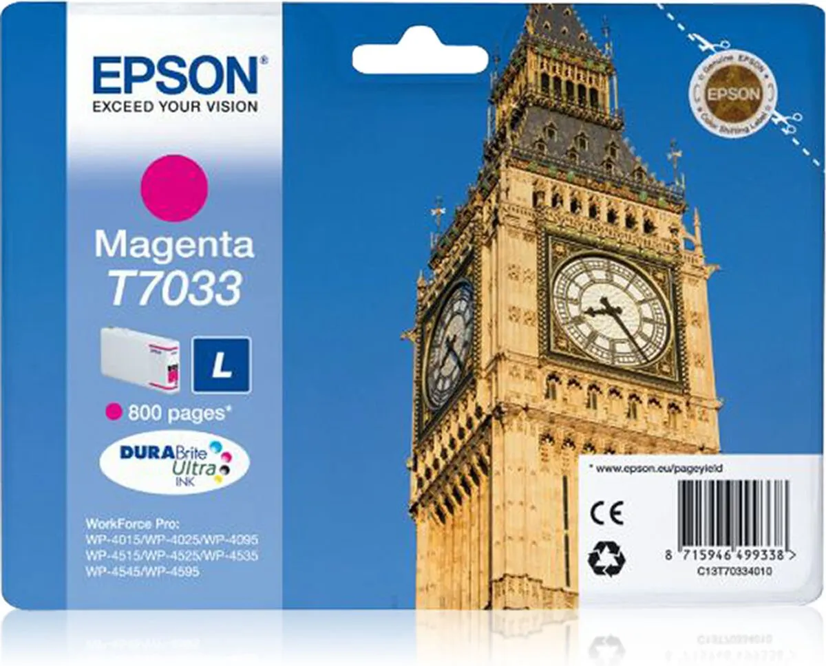 Epson T7033 Magenta Inktcartridge - 800 pagina's