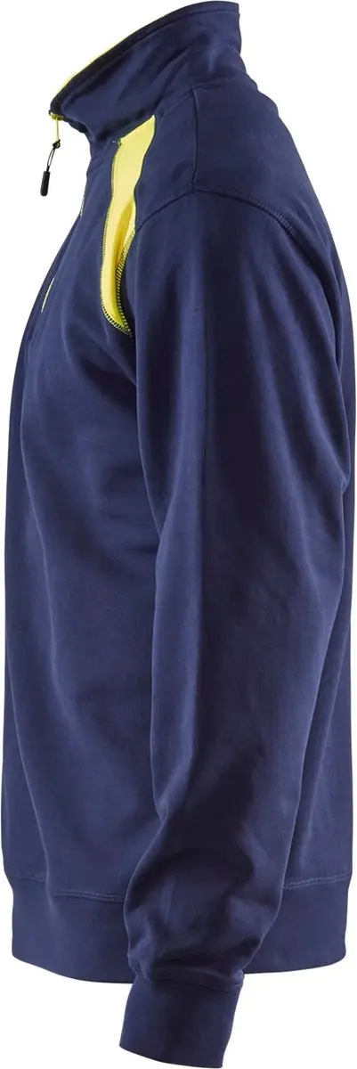 Blåkläder Sweatshirt Bi-color Halve Rits 3353-1158 - Marine/High Vis Geel M